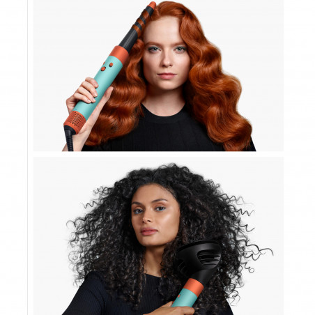 Маша за коса Dyson HS08 Airwrap i.d.™ Curly+Coily CePa/Tz, 1300W, 13.5 l/s, Автоматизирано къдрене, Йонизиране, 3 скорости, 3 температури, Bluetooth, Керамична патина/топаз
