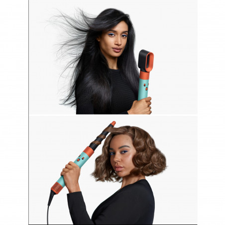 Маша за коса Dyson HS08 Airwrap i.d.™ Curly+Coily CePa/Tz, 1300W, 13.5 l/s, Автоматизирано къдрене, Йонизиране, 3 скорости, 3 температури, Bluetooth, Керамична патина/топаз