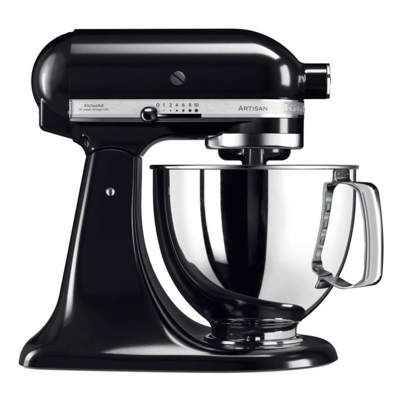 Планетарен миксер KitchenAid Artisan Elegance 5KSM125EOB, 300W, 4.8 л, Direct drive, 10 скорости, Черен