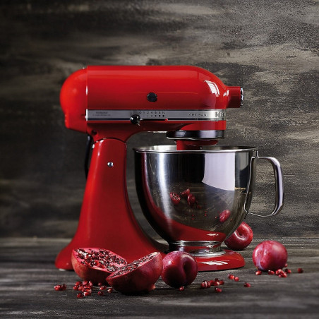 Кухненски робот KitchenAid Artisan Elegance 5KSM125EER, 300W, 4.8 л, Direct drive, 10 скорости, Червен