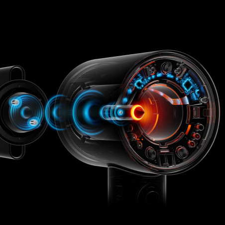 Сешоар Dyson Supersonic Nural HD16 VnBu/Topaz, 1600W, 3 скорости, 4 температури, Отрицателни йони, 5 приставки, Предпазващ скалпа, Син/топаз