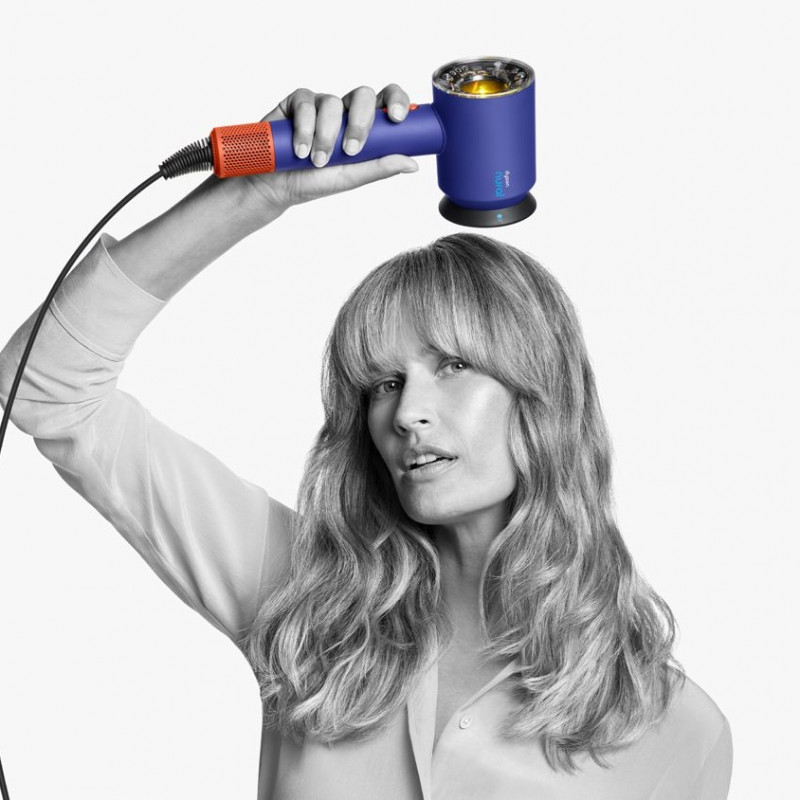 Сешоар Dyson Supersonic Nural HD16 VnBu/Topaz, 1600W, 3 скорости, 4 температури, Отрицателни йони, 5 приставки, Предпазващ скалпа, Син/топаз