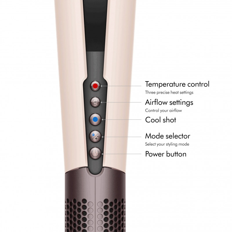 Преса за коса Dyson HT01 Airstrait CePk/RoGd, 1600W, Маx 140C, Йонизация, 6 нива на темп, Щадяща косата, Медно покритие, LCD дисплей, Керамично розово/розово злато