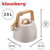 Свирещ чайник Klausberg KB 7917, 2.5 л, Топлоизолирана дръжка, Индукция, Бежов