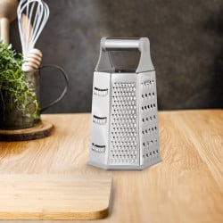 Ренде за зеленчуци Kinghoff KH 1991, 4-странно, 6 повърхности, Неръждаема стомана, Сребрист