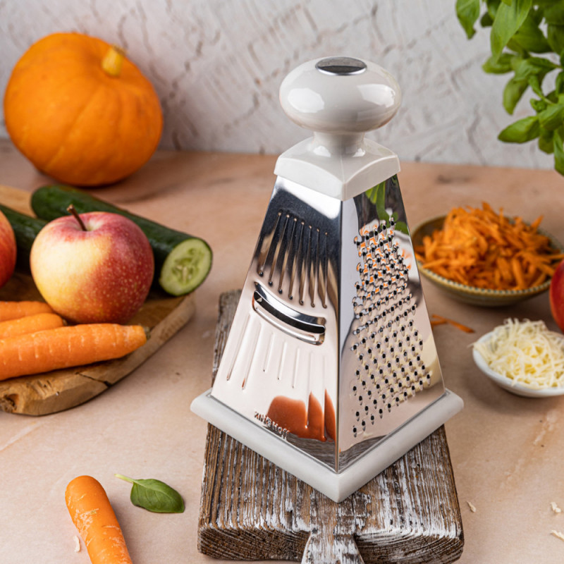 Ренде за зеленчуци Kinghoff KH 1988, 4 повърхности, Силиконово дъно, Инокс