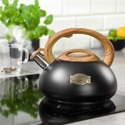 Свирещ чайник Klausberg KB 7565, 3 л, Дебелостенна основа, Индукция, Черен/кафяв