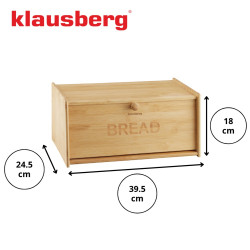 Кутия за хляб Klausberg KB 7933, 39.5 см, Бамбук, Кафяв