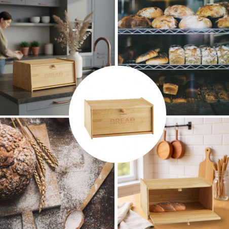 Кутия за хляб Klausberg KB 7933, 39.5 см, Бамбук, Кафяв