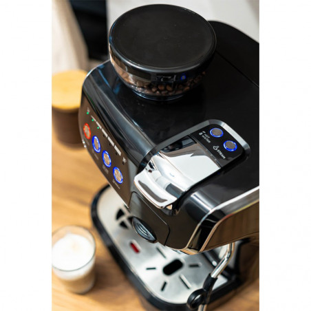 Еспресо машина за мляно кафе и капсули 8 в 1 Oliver Voltz OV51171L8M, 2672W, 2 л, 5 адаптера, 19 bar, Вградена кафемелачка, Черен