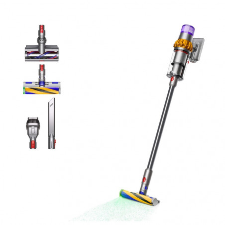 Вертикална прахосмукачка Dyson V15 Detect Аbsolute, 660W, 0.76 л, 60 мин автономия, Сензори, 3 режима, LCD, Сив