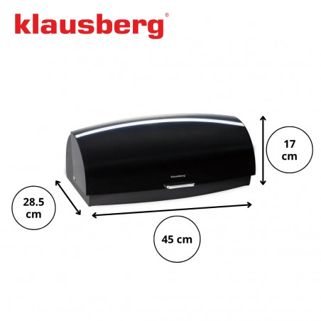 Кутия за хляб Klausberg KB 7931, 45 см, Ергономична дръжка, Метална, Черен