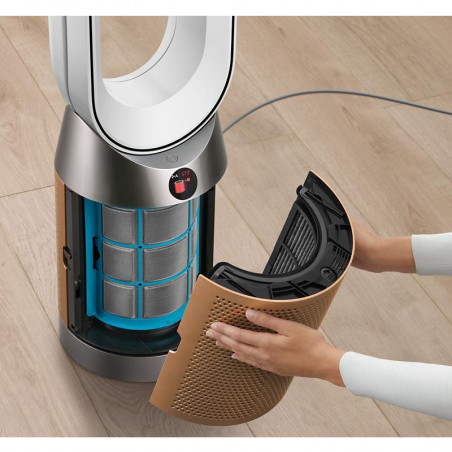 Пречиствател на въздух 3в1 Dyson PC2 De-NOx TP12 Wh/Gd, Охладител, Отоплител, 40W, До 40 м2, 10 скорости, Осцилация, HEPA+К-Carbon, Wi-Fi, LCD, Гласово управление, Бял/златист