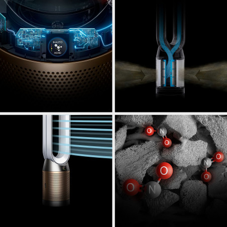 Пречиствател на въздух 3в1 Dyson Cool Formaldehyde™ TP09, Отоплител, Охладител, 40W, До 40 м2, 10 скорости, Осцилация, HEPA, Wi-Fi, LCD, Гласово управление, Бял/златист