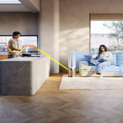 Пречиствател на въздух 3в1 Dyson Cool Formaldehyde™ TP09, Отоплител, Охладител, 40W, До 40 м2, 10 скорости, Осцилация, HEPA, Wi-Fi, LCD, Гласово управление, Бял/златист