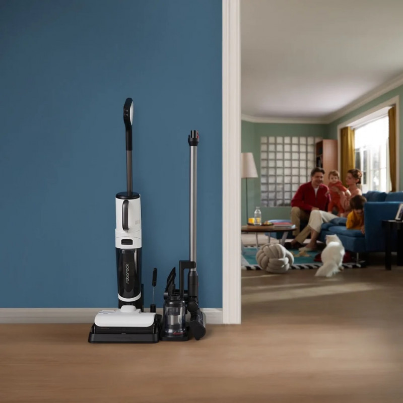Вертикална прахосмукачка 5в1 Roborock Dyad Pro Combo R300002, 17000 Pa, 300 м2, 0.46 л, 4 режима, Самопочистване,, Автономия до 60 мин, Бял
