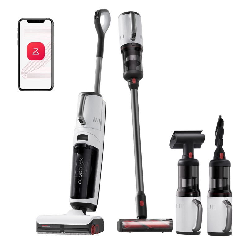 Вертикална прахосмукачка 5в1 Roborock Dyad Pro Combo R300002, 17000 Pa, 300 м2, 0.46 л, 4 режима, Самопочистване,, Автономия до 60 мин, Бял