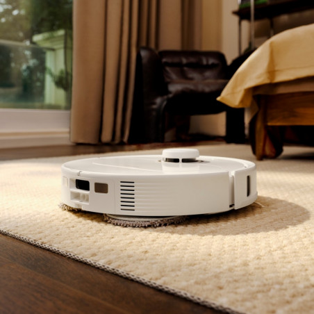 Прахосмукачка робот Roborock Q Revo Max V, 7000Pa, 180 мин, 300 м2, Сухо/мокро, Wi-Fi, PreciSense® LiDAR + Reactive AI, Гласов асистент, Бял