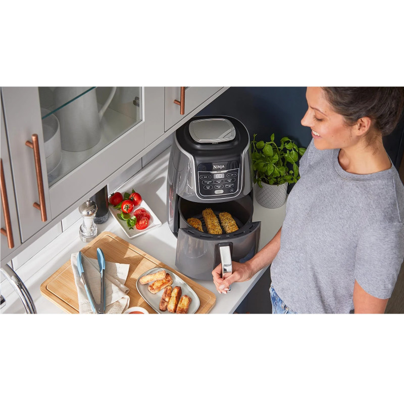 Фритюрник с горещ въздух Ninja AF160EU, 2470W, 5.2 л, 6 програми, Max Crisp, Сив