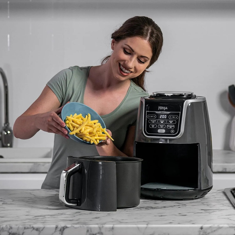 Фритюрник с горещ въздух Ninja AF160EU, 2470W, 5.2 л, 6 програми, Max Crisp, Сив
