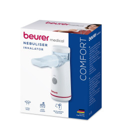 Инхалатор Beurer IH 51, MMAD 3.89 μm, 0.2-0.4 мл/мин, 0.5 bar, 10 мл, USB-C, Бял