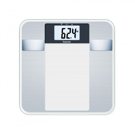 Кантар Beurer BG 13, До 150 кг, 6 Функции, Памет, LCD, 5 нива на активност, Прозрачен/сребрист