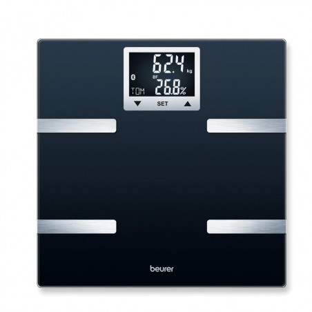 Кантар Beurer BF 720 BT, До 180 кг, 8 функции, Памет, LCD, Големи цифри, Quick Start, Автоматично разпознаване на потребител, Черен