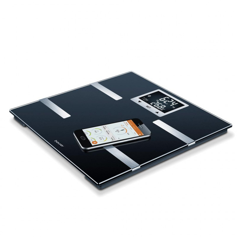 Кантар Beurer BF 720 BT, До 180 кг, 8 функции, Памет, LCD, Големи цифри, Quick Start, Автоматично разпознаване на потребител, Черен