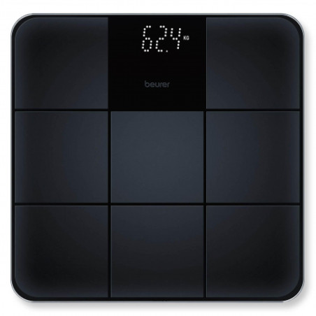 Кантар Beurer GS 235, До 180 кг, Големи цифри, Закалено стъкло, Magic LED, Неплъзгаща повърхност, Черен