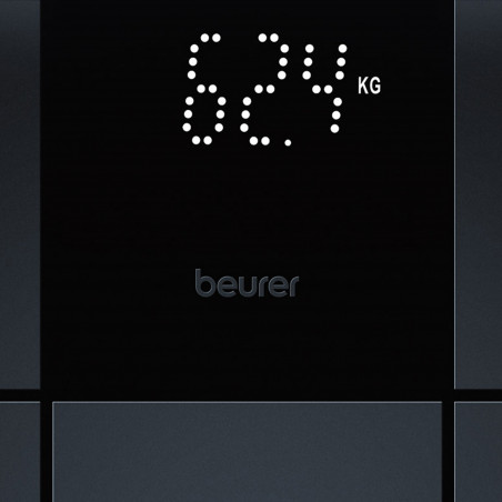 Кантар Beurer GS 235, До 180 кг, Големи цифри, Закалено стъкло, Magic LED, Неплъзгаща повърхност, Черен