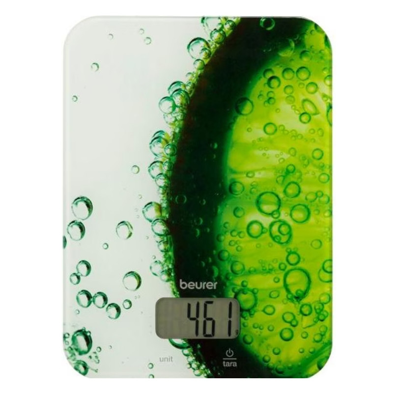 Кухненска везна Beurer KS 19 Fresh, До 5 кг, ТАРА, Сензорно управление, LCD, Стъкло, Ултратънка, Зелен
