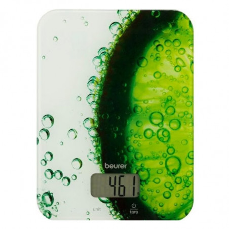 Кухненска везна Beurer KS 19 Fresh, До 5 кг, ТАРА, Сензорно управление, LCD, Стъкло, Ултратънка, Зелен