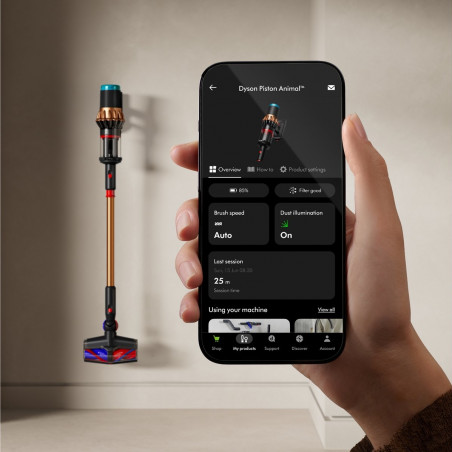 Вертикална прахосмукачка Dyson V16 Piston Animal 492963-01, 315AW, 900W, 1.3 л, 70 мин, CleanCompaktor™, Hyperdymium™, MyDyson™, HEPA, LCD, Черен/мед