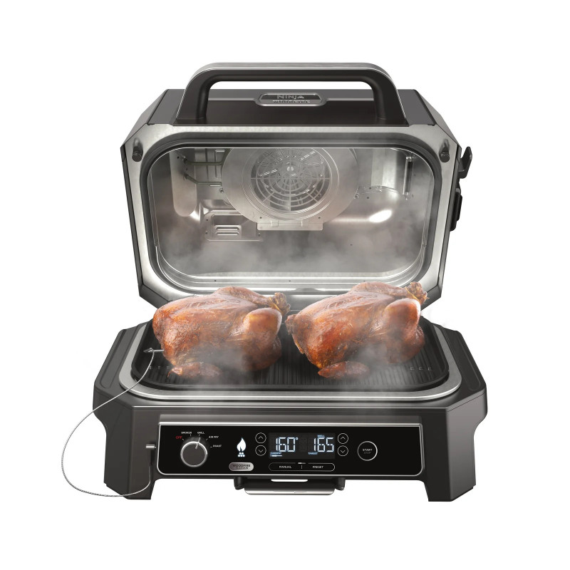 Електрически скара 4в1 Ninja OG850EU, 1700W, 4 програми, 45х29 см, 240C, Керамична плоча, Woodfire технология, IPX4, Черен