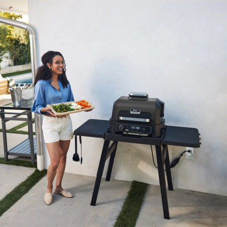 Електрически скара 4в1 Ninja OG850EU, 1700W, 4 програми, 45х29 см, 240C, Керамична плоча, Woodfire технология, IPX4, Черен