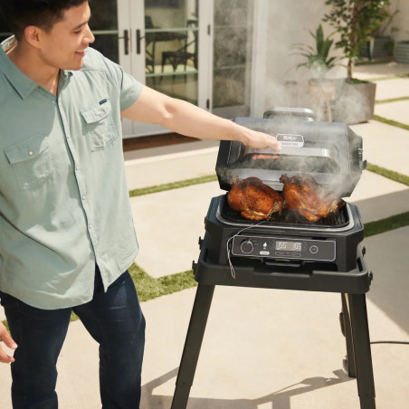 Електрически скара 4в1 Ninja OG850EU, 1700W, 4 програми, 45х29 см, 240C, Керамична плоча, Woodfire технология, IPX4, Черен