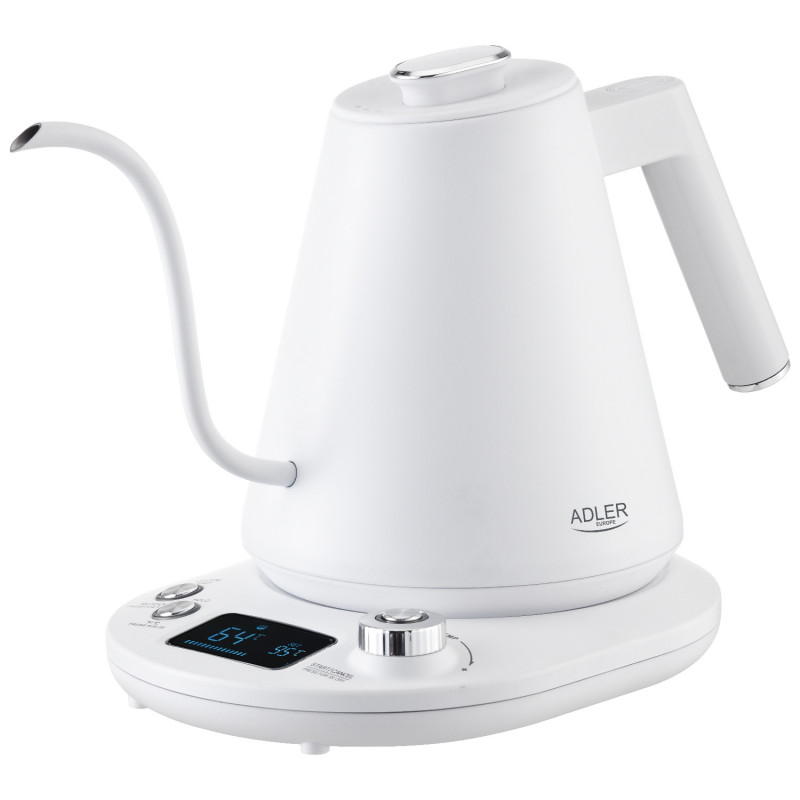 Електрическа кана Adler AD 1349W, 1100W, 1 л, 40-100 C, Поддържане на топлината, LED дисплей, Бял
