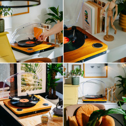 Грамофон с вградени говорители Adler AD 1914, Полуавтоматичен, 7"/10"/12", 45 RPM адаптер, RCA, Bluetooth 5.4, USB Запис, Дърво/Черен