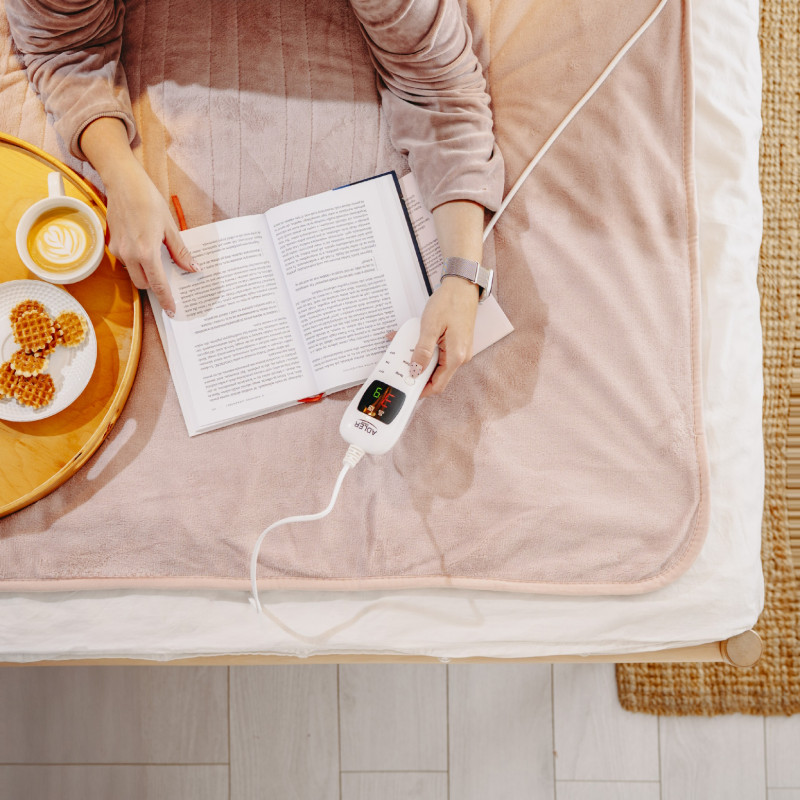 Електрическо одеяло Adler AD 7443, 120W, 160x180 см, LCD контролер, Защита от прегряване, 7 настройки, Таймер, Розов