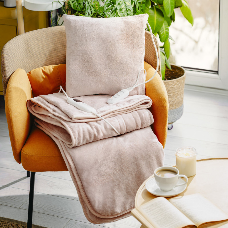 Електрическо одеяло Adler AD 7443, 120W, 160x180 см, LCD контролер, Защита от прегряване, 7 настройки, Таймер, Розов