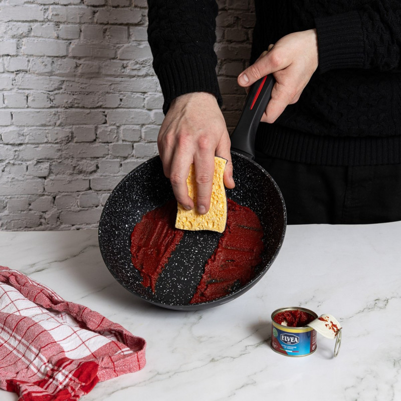 Комплект тенджери и тигани Royalty Line FD10, 10 части, Лят алуминий, Greblon мраморно покритие, Индукция, Червен