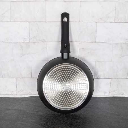 Комплект тенджери и тигани Royalty Line FD10, 10 части, Лят алуминий, Greblon мраморно покритие, Индукция, Черен