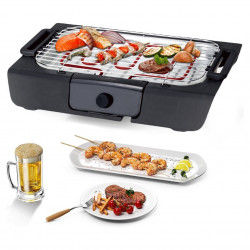 Електрическа скара Royalty Line RL-SBGT2000, 2000W, 38х28 см, Сгъваема стойка, 200C, Термостат, Тава за отцеждане, Черен