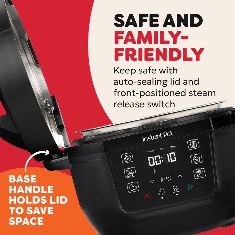 Мултикукър Instant Pot Classic Mini 140800001, 800W, 3.8 л, 7 програми, Favorite бутони, LCD дисплей, Неръждаема стомана, Черен