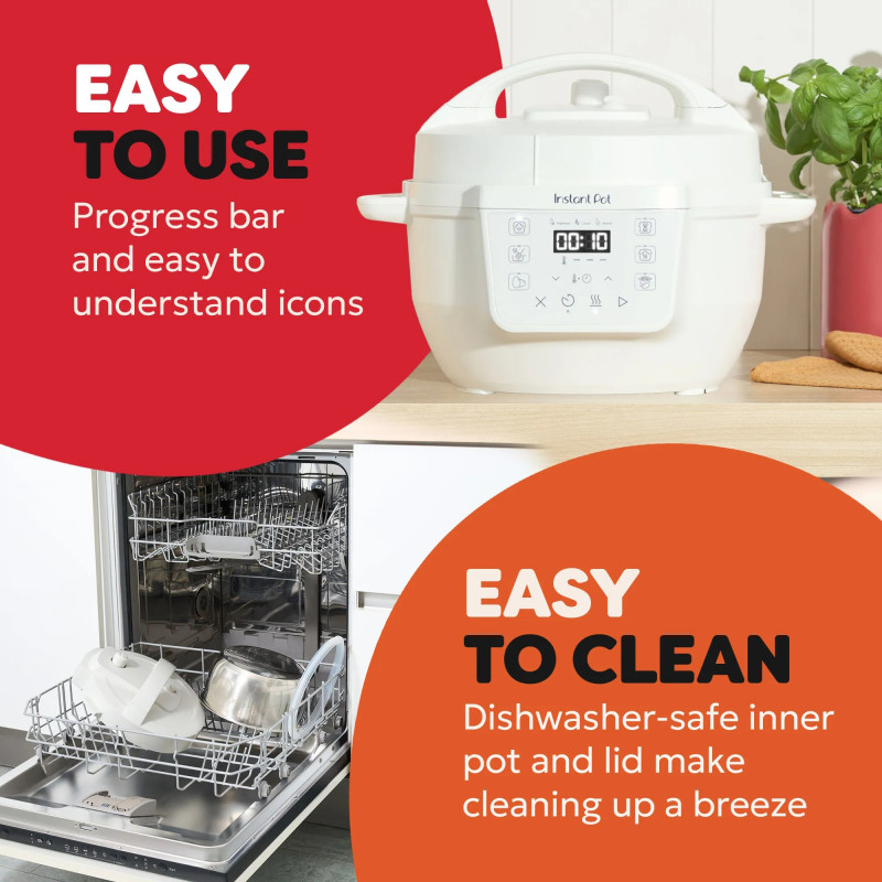 Мултикукър Instant Pot Classic Mini 140800801, 800W, 3.8 л, 7 програми, Favorite бутони, LCD дисплей, Неръждаема стомана, Бял