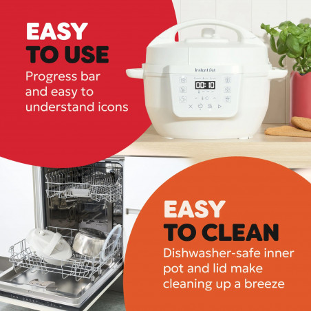 Мултикукър Instant Pot Classic Mini 140800801, 800W, 3.8 л, 7 програми, Favorite бутони, LCD дисплей, Неръждаема стомана, Бял