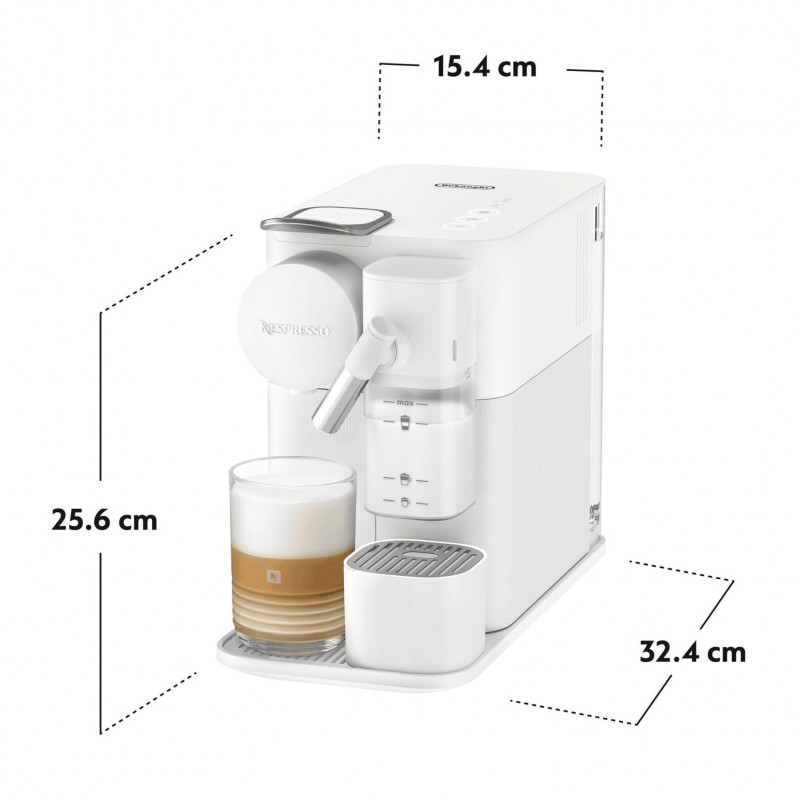Еспресо машина DeLonghi EN510W, 1450W, 19 bar, 1 л, Nespresso, Автоматично изключване, Бял