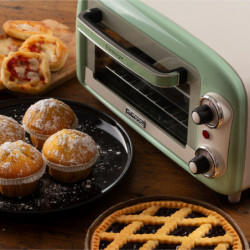 Електрическа фурна Ariete VINTAGE 3919/04, 800W, 10 л, 3 режима, До 230°C, Двойно термо стъкло, Таймер 60 мин, Зелен