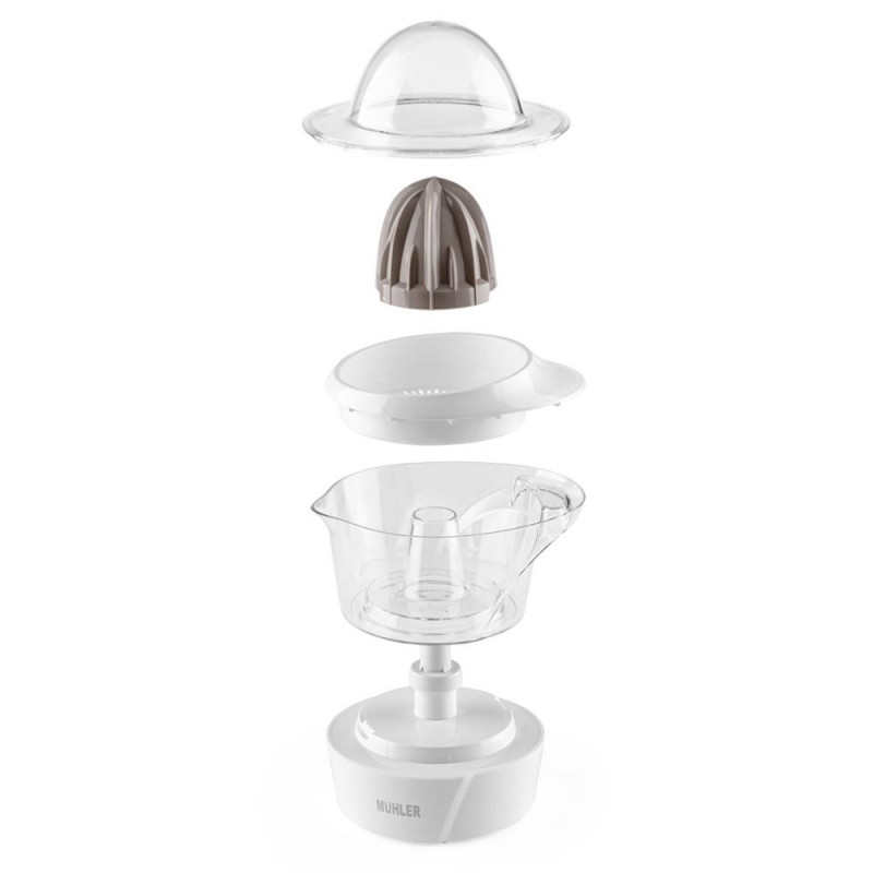 Цитрус преса Muhler MJ-2505, 25W, 0.5 л, Двупосочно движение, 2 конуса, Бял