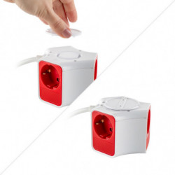 Разклонител с ключ Muhler 1006118, 3680W, 3 гнезда, 2 X USB А+C, 16A, IP20, Бял/оранжев